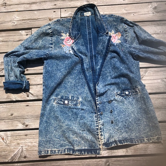 CHELSEA LINE Vintage Acid Wash Blue Denim Jacket - Picture 3 of 6